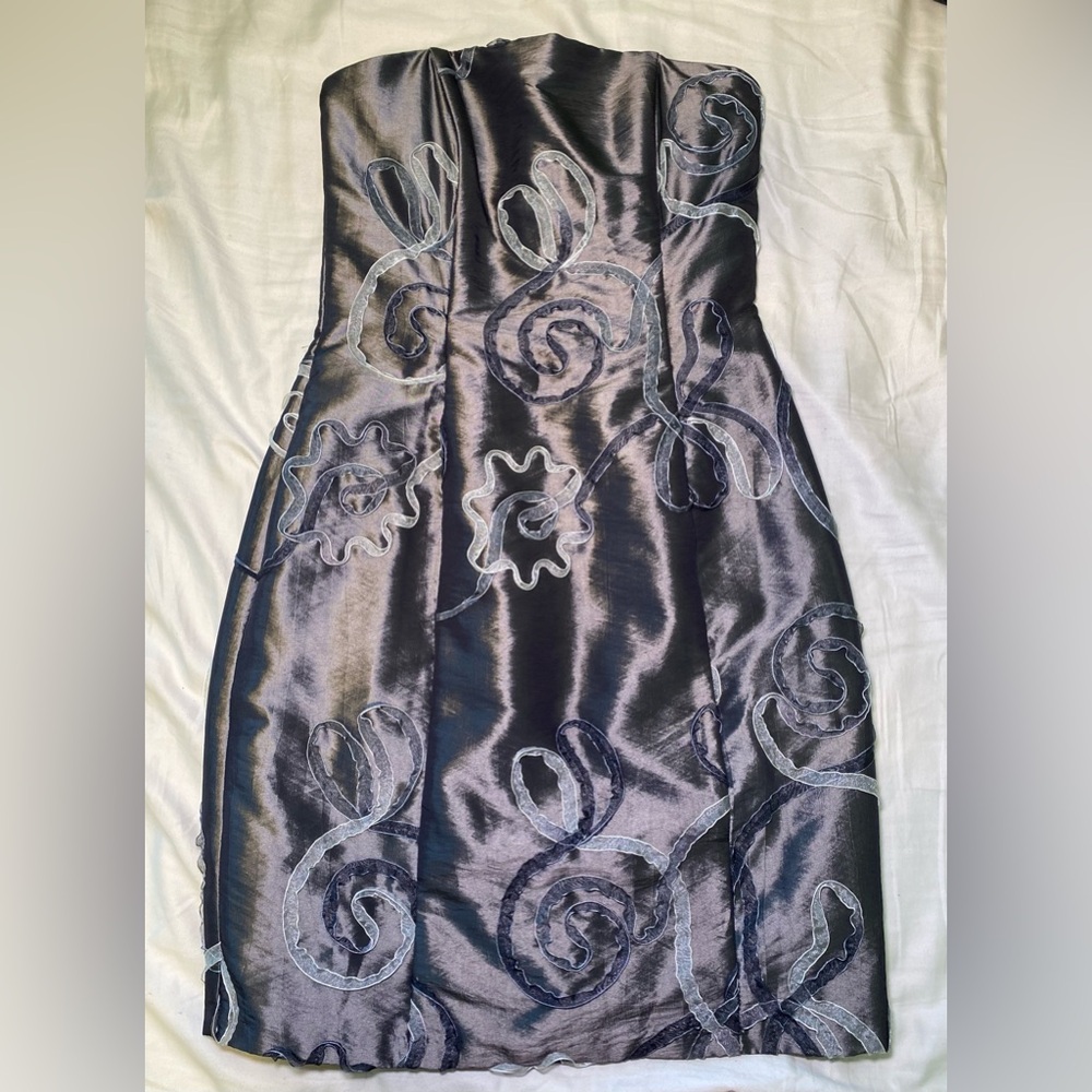 Jessica McClintock Elegant Strapless Gray Dress Size 6 - Picture 3 of 7